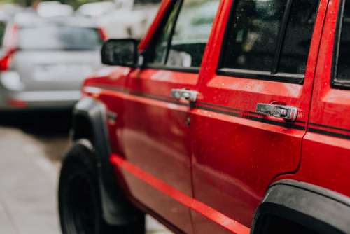 Old red Jeep Cherokee