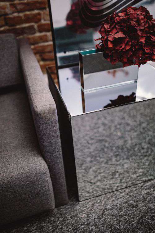 Contemporary Mirrored Cube Coffee Table