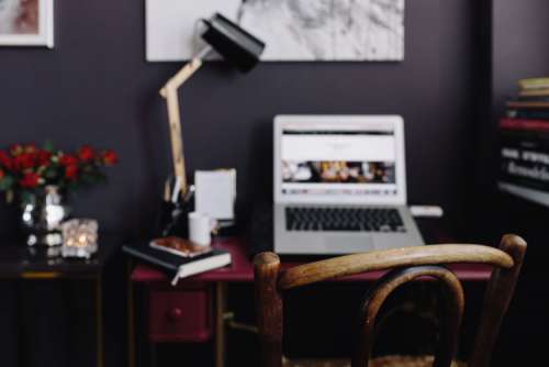 Pink desk in the home office