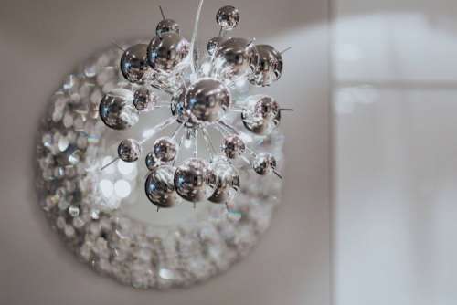 Beautiful round mirror adorned with crystals