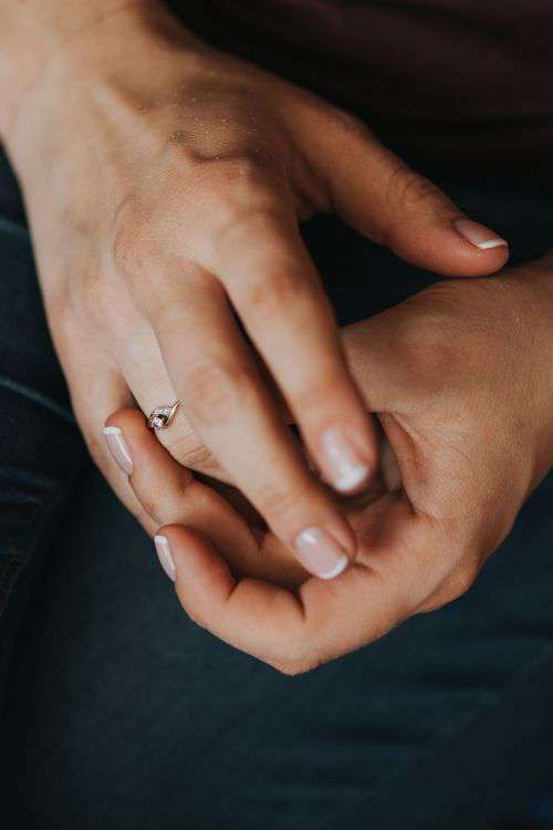 Close-up of woman's hands with a ring