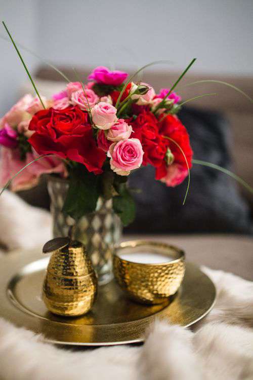 Bouquet of Flowers and candles