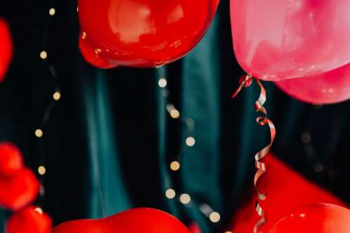 Red Balloons and Decorations for Valentine's Day