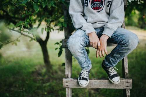 Young boy in the garden