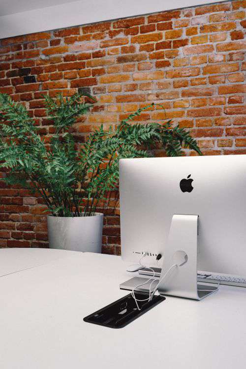 Modern office Interior with old vintage brick Wall