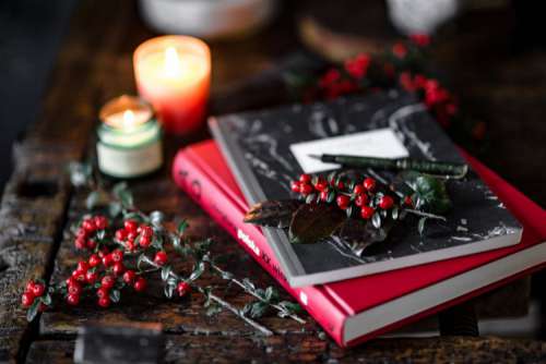 Books and Fresh Holly