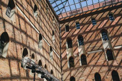 Old brick castle with glass roof