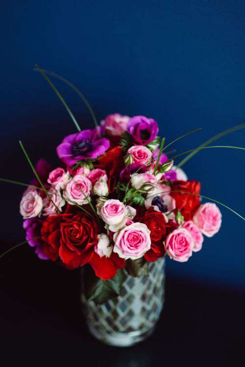 Neatly arranged flowers in a vase