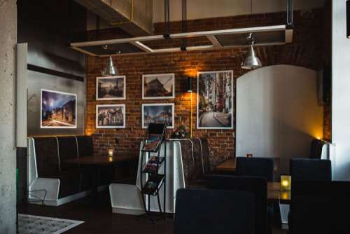 The modern cafe with cozy interior