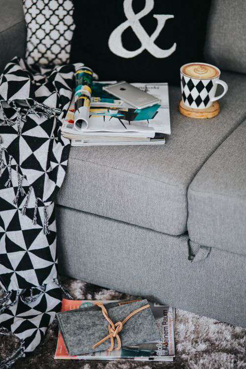 Resting with magazines and cup of coffee