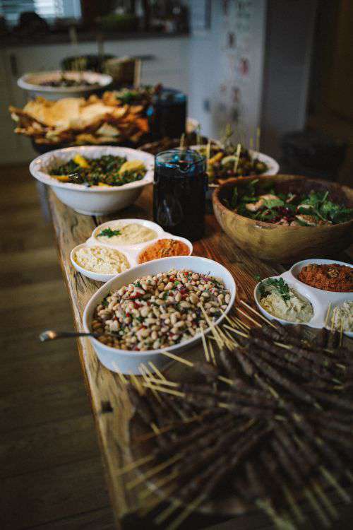 Table with Lebanese Food