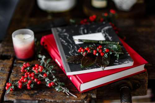 Books and Fresh Holly