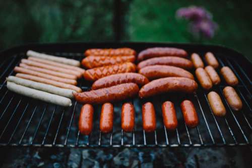 Sausages on the grill