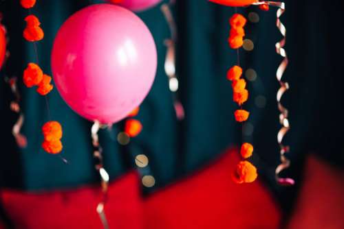 Red Balloons and Decorations for Valentine's Day