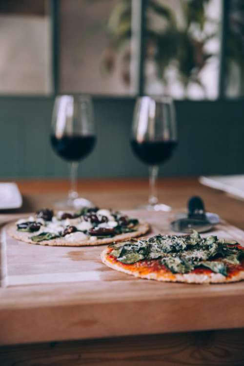 Homemade Pizza and Wine Free Photo