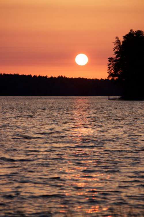 Orange Lake Sunset Free Photo