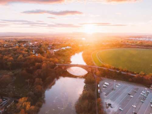 Sunset River Aerial Free Photo
