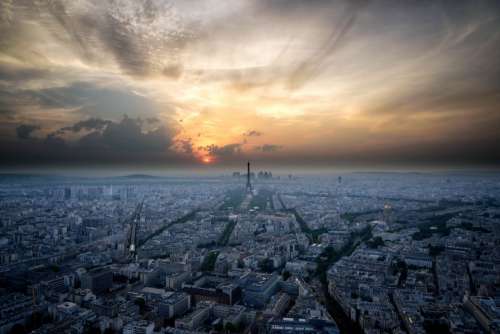 Aerial Paris Sunset Free Photo