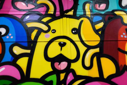 Colorful Dog Graffiti Free Photo