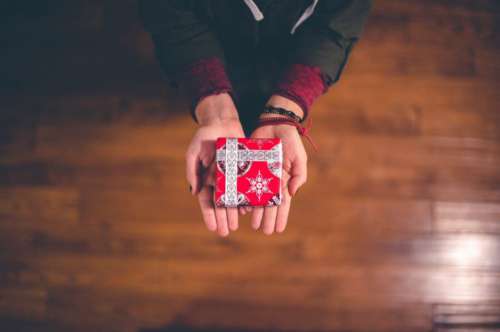 Small Christmas Parcel Hands Free Photo