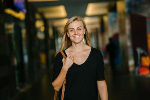 Happy Woman Black Dress Free Photo