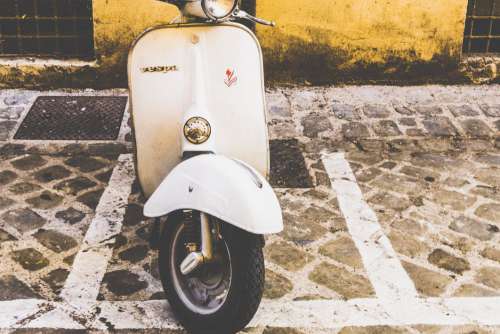 Retro White Vespa Free Photo