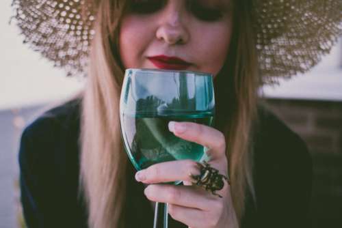 Woman Drinking Wine Free Photo