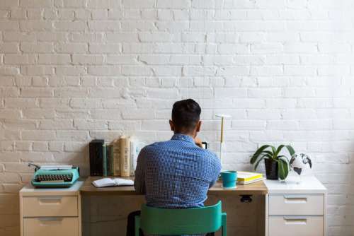 Man Working Desk Office Free Photo