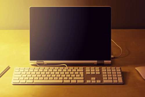 Gold Keyboard Monitor Mouse Free Photo