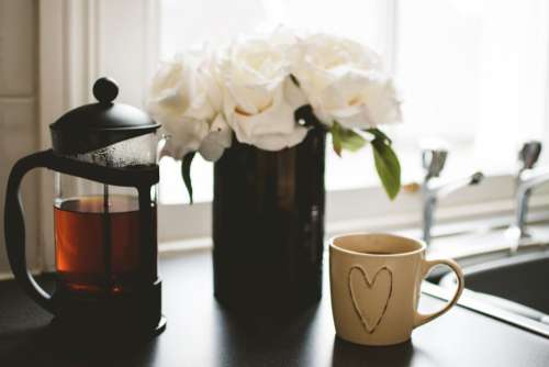Coffee Tea Cup White Flowers Free Photo