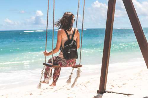 Woman Beach Swing Free Photo