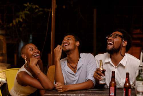 Friends Drinking Laughing Free Photo