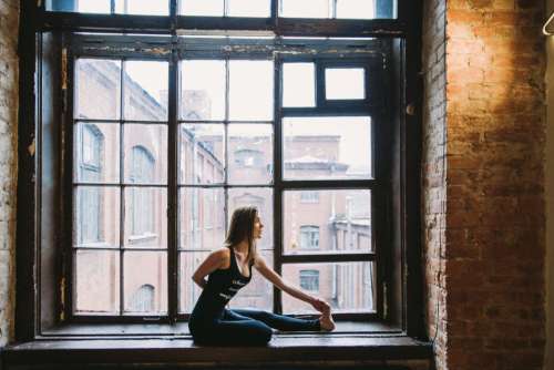 Woman Exercise Window Yoga Free Photo
