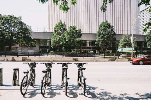 Rows Bicycles Street Free Photo