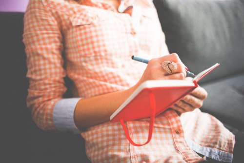 Woman Writing Diary Free Photo