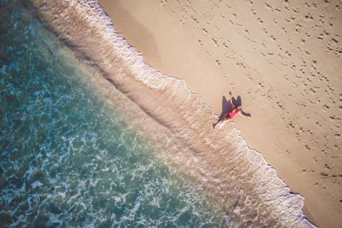 Drone Woman Beach Free Photo