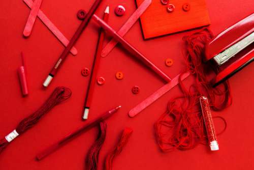 Art Supplies in Red Free Photo