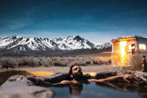 Man Hot Tub Outdoors Free Photo