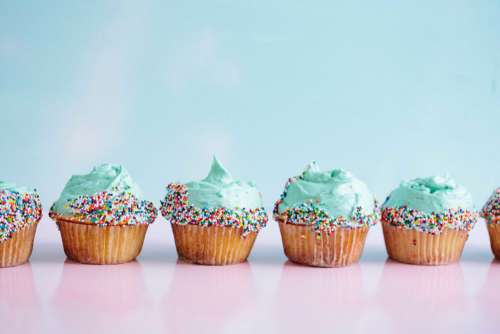 Cupcake Green Icing Sprinkles Free Photo