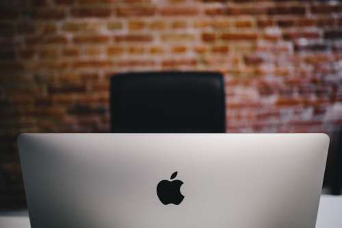 MacBook Brick Wall Desk Free Photo