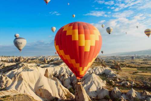 Hot Air Balloons Mountains Free Photo