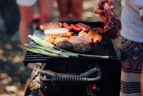 Barbecue Meat Vegetables Cooking Free Photo