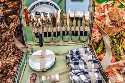 Picnic Blanket Hamper Utensils Free Photo