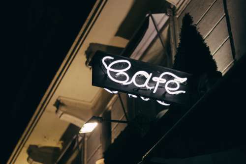 Cafe Neon Sign Night Free Photo