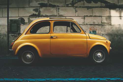 Classic Fiat 5 Yellow Car Free Photo