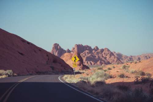 Desert Road Street Sign Free Photo