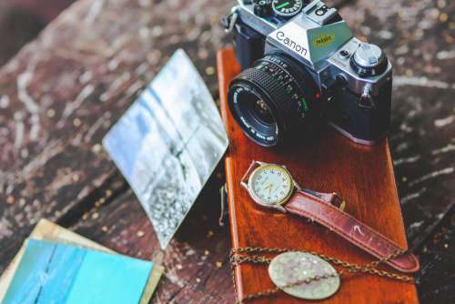 Vintage Camera and Watch Free Photo