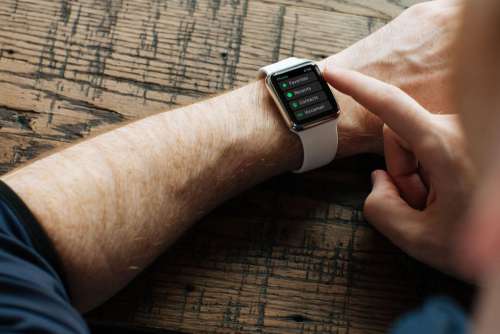 Apple Watch Wood Desk Free Photo