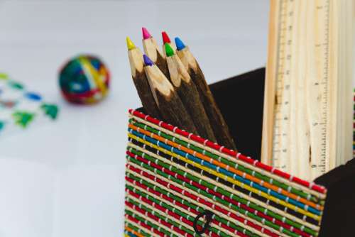 Color Pencils Ruler Desk Free Photo
