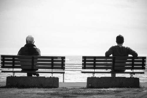 Sea Front Old Young Man Free Photo